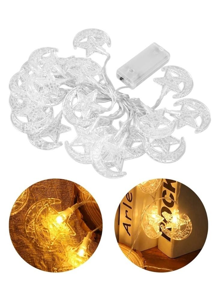 Premium Crescent Moon and Star LED String Lights Warm White Ramadan Decoration - Image 1